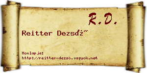 Reitter Dezső névjegykártya